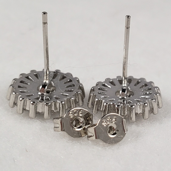 Sterling Silver Black Spinel & Baguette Studs - Picture 5 of 8